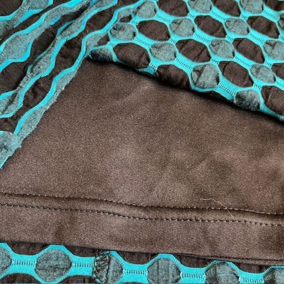 NWT Calvin Klein Stretchy Dress Black and Aqua Geometric Print Lined 2 Back Zip - Picture 7 of 11